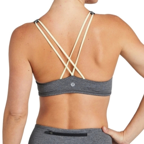 Lululemon Grey Soul Cycle Strappy Sports Bra Open back Yoga Workout Gym training - Picture 1 of 9